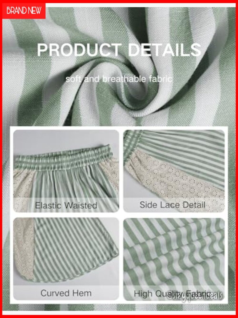 Striped Wide Leg Lounge Pants - Elastic Waist Palazzo Trousers - Picture 5 of 7